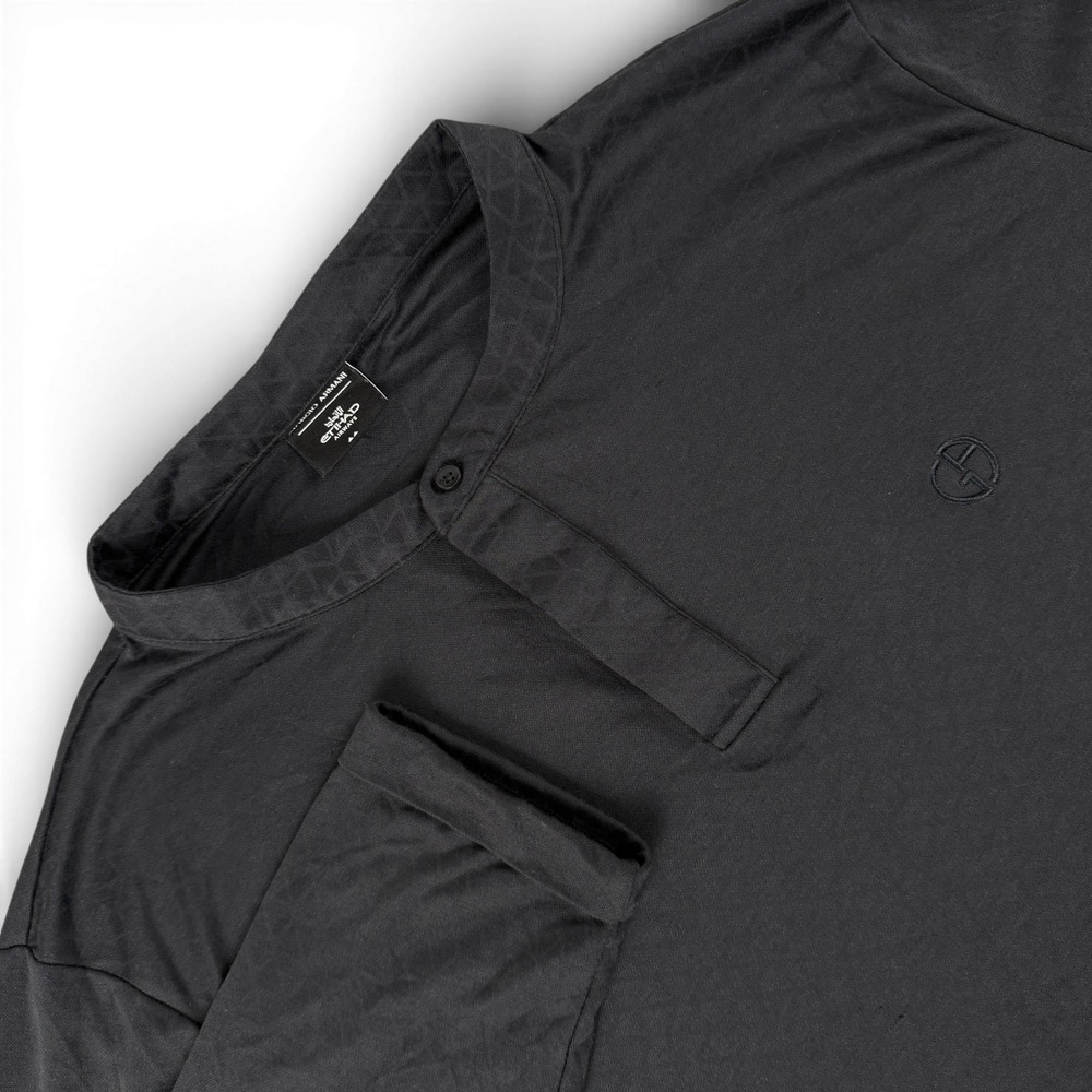 Giorgio Armani x Etihad Airways Shirt Mens M/L Black Long Sleeve Henley Logo